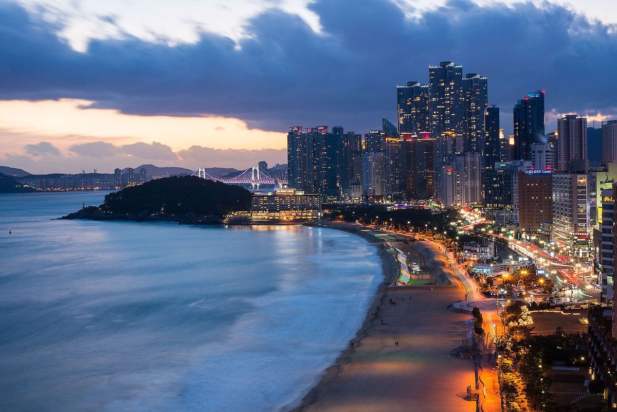 Haeundae Beach at night in Busan